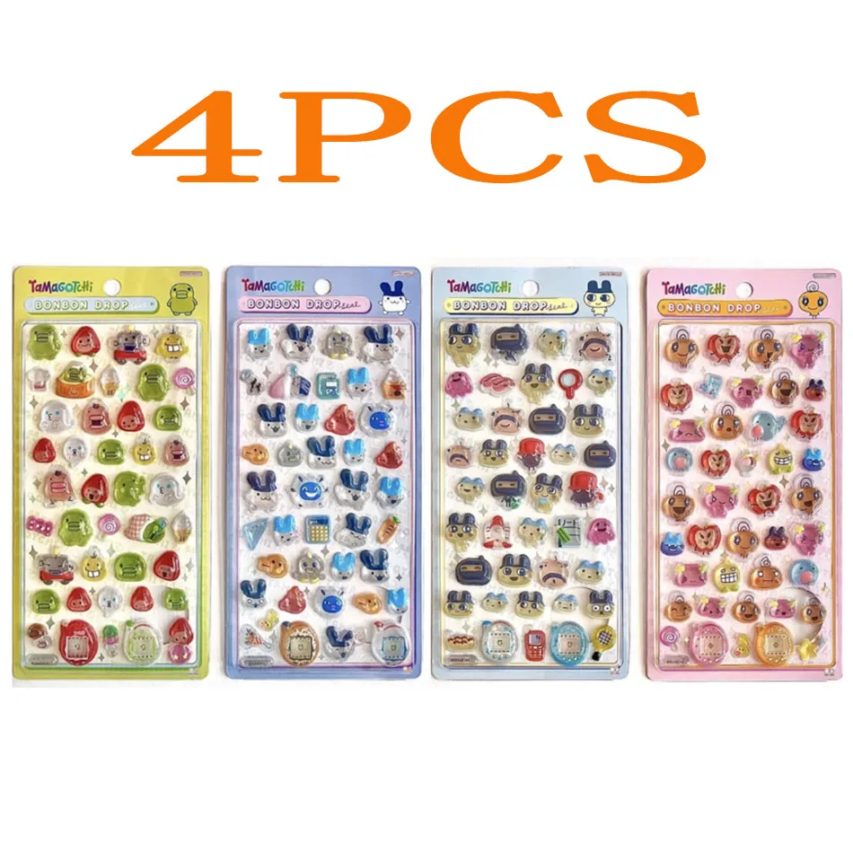 Naklejki Kawaii Tamagotchi 3D Relief Cartoon Peripheral Etui na Telefon Aparat Fotograficzny Przezroczysta Naklejka Materiały do Rękodzieła Prezent dla Przyjaciela