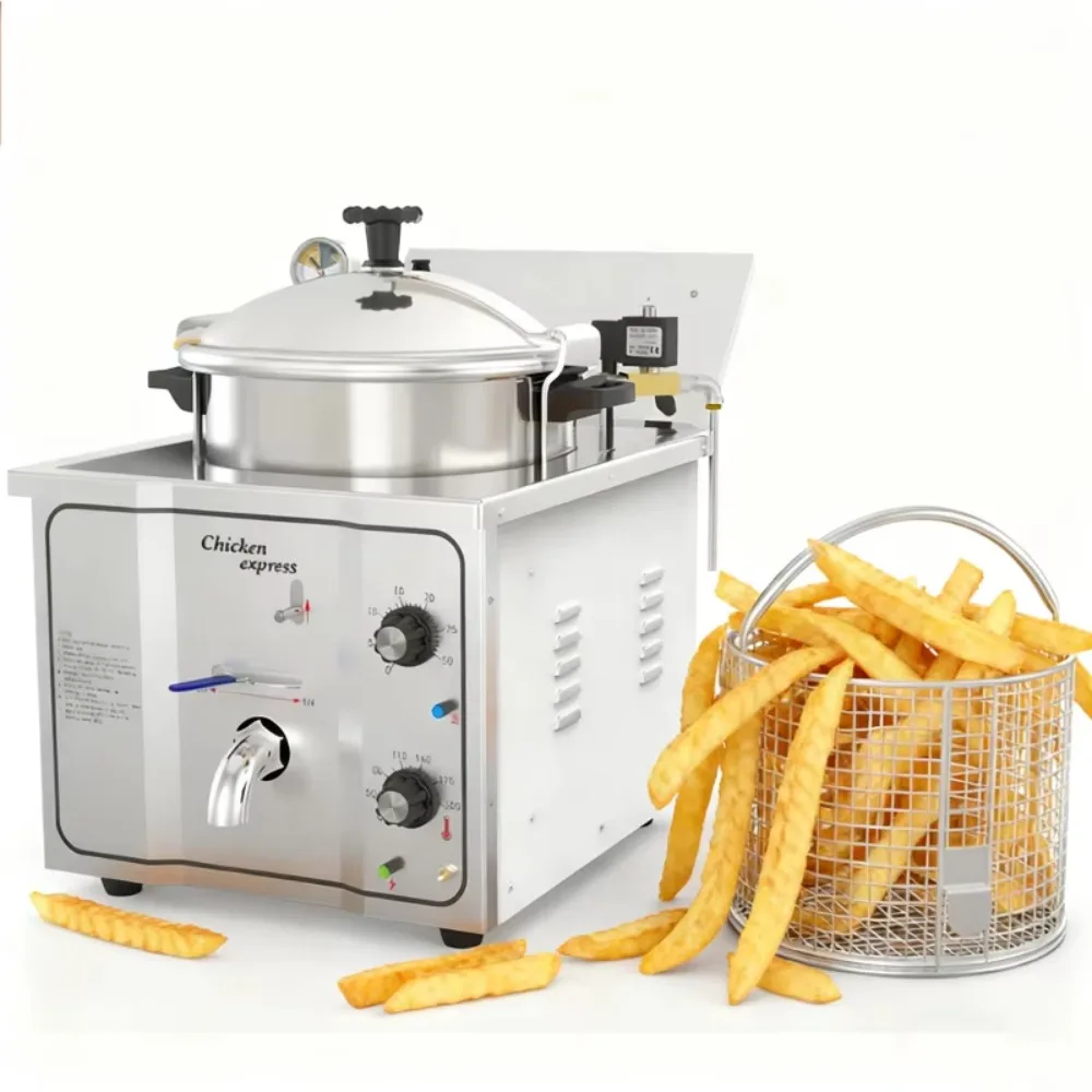 Fast Food Restaurant Kitchen Equipment French Fries Machine Pressure Fryer Broasted Fried Chicken Equipment