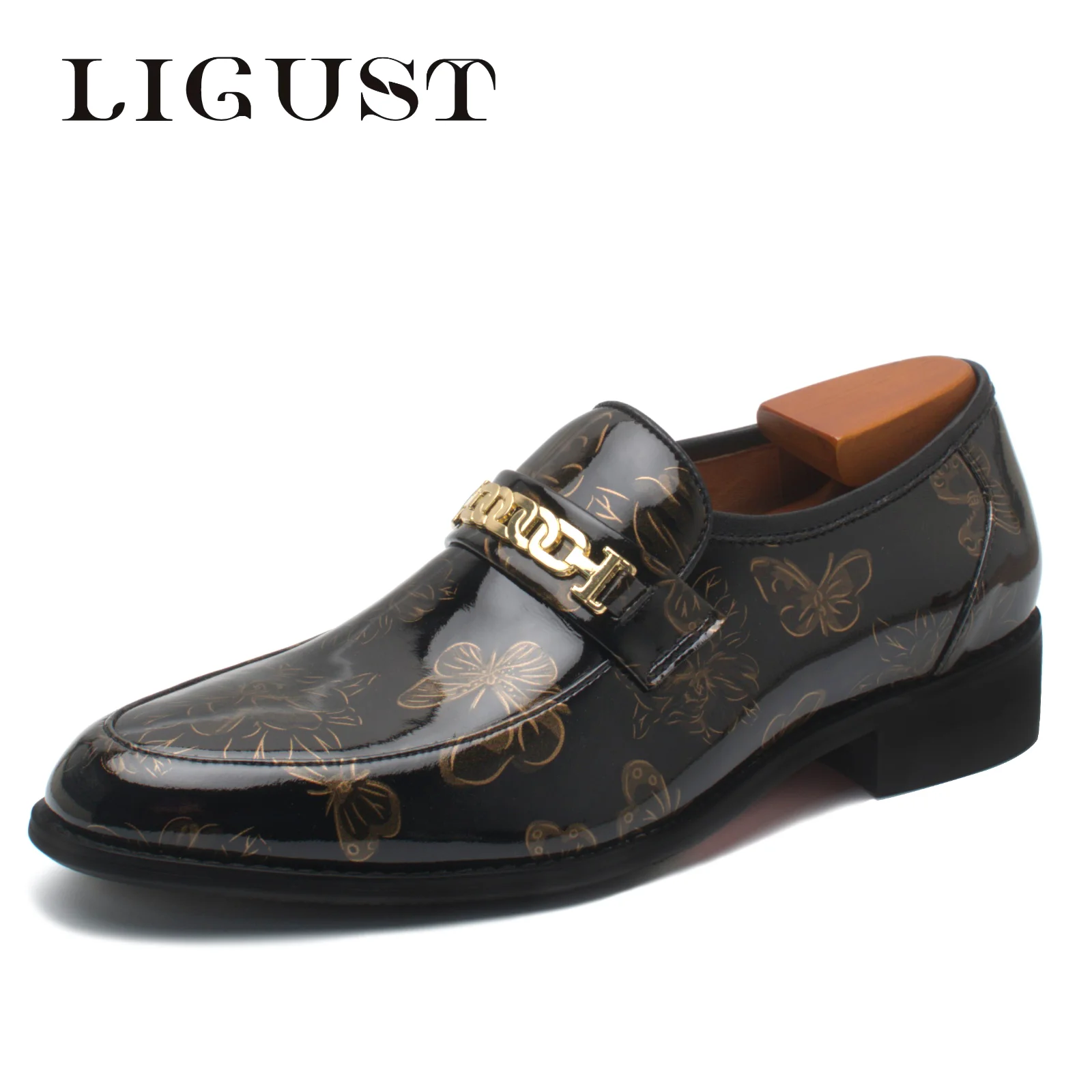 

LIGUST Luxury Brand Slip-On Dress Shoes Men Genuine Leather Italian Penny Loafer Shoes for Men Wedding Party Formal Footwear Men