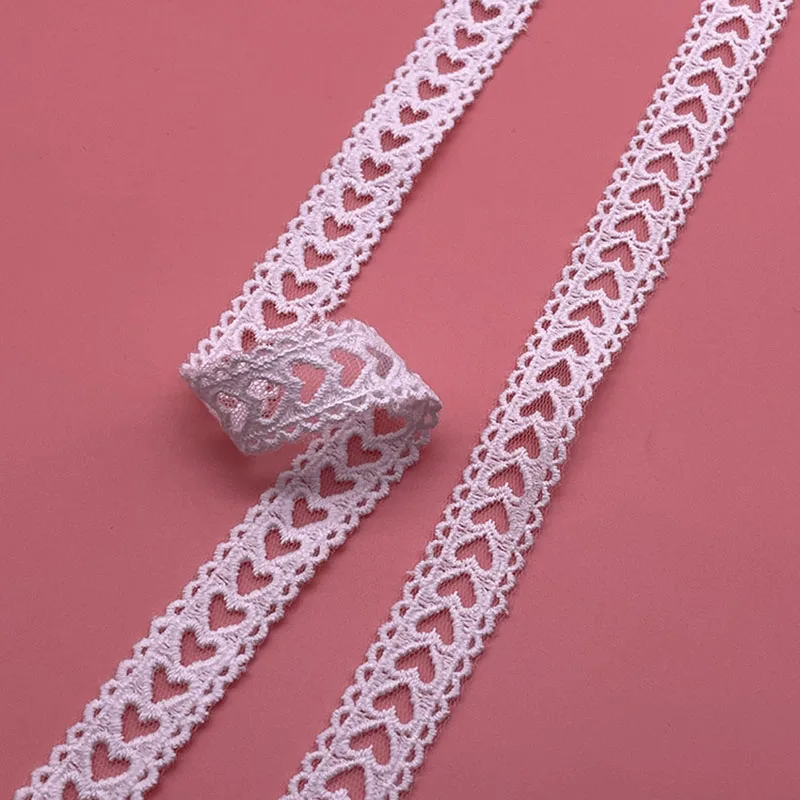 1.8cm Wide  White Bilateral Wavy Heart Cotton Lace Ribbon Embroidery Lace Accessories Vest Strap Sewing Diy Crafts Webbing