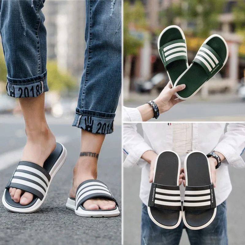 

Men's Slippers Mute Indoor Home Slides Beach Unisex Slippers Non-slip Soft Flip Flops Male Thick Sole Anti-slip Shoes