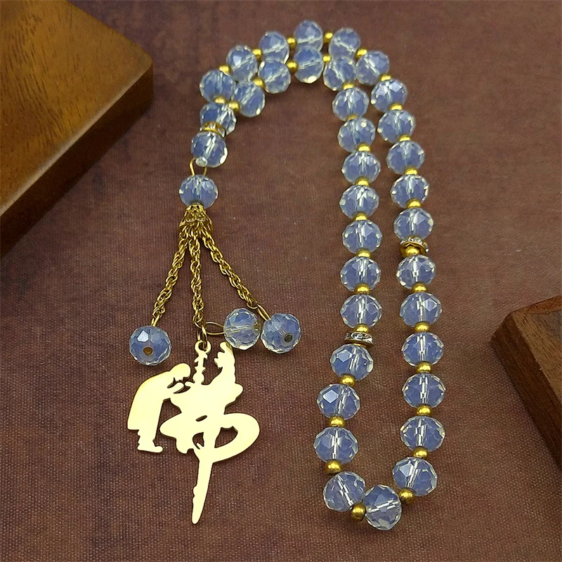 

Chinese Character FO Buddha Prayer Car Pendant for Women Men Stainless Steel Gold Color Mascot Amulet Glass Beads Chain Jewelry