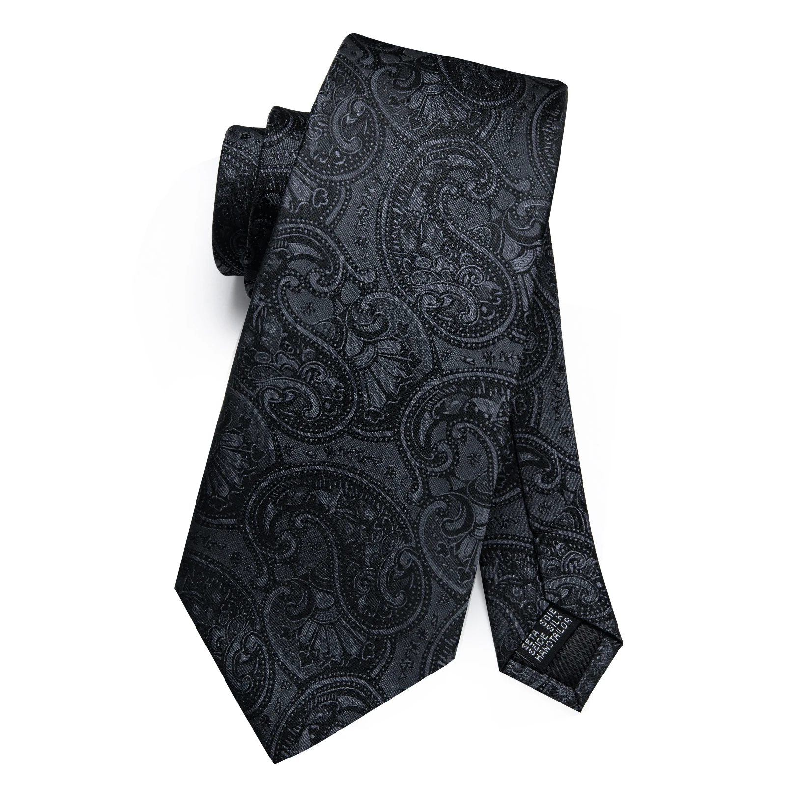 Preto paisley masculino gravata lenço abotoaduras conjunto jacquard gravata para homem masculino casamento negócios gravatas formal pai marido presente