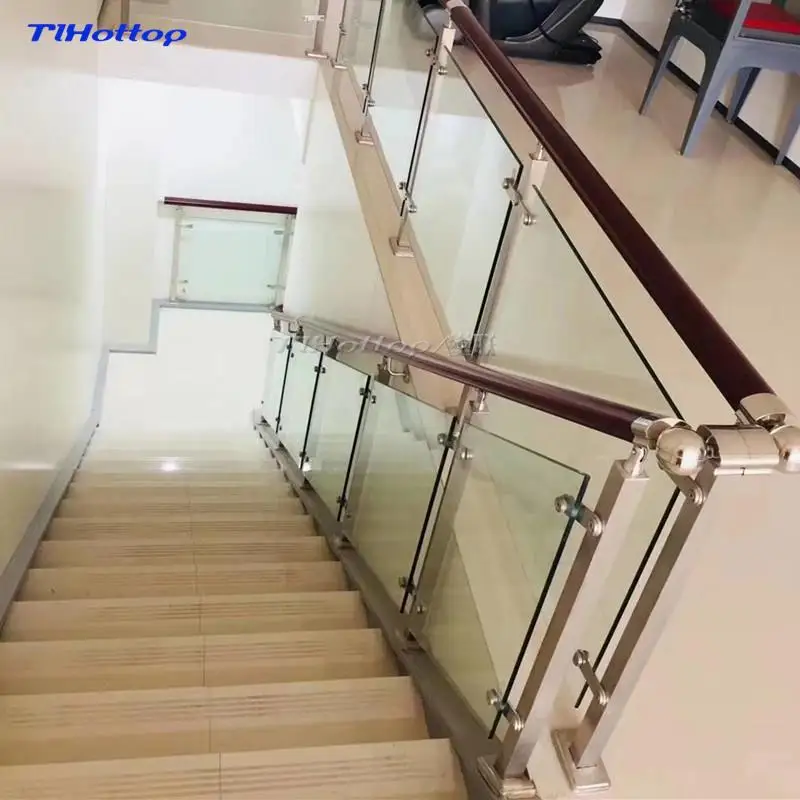 304 Stainless Steel Engineering Column Stair Rails Fence Railings Glass Outside