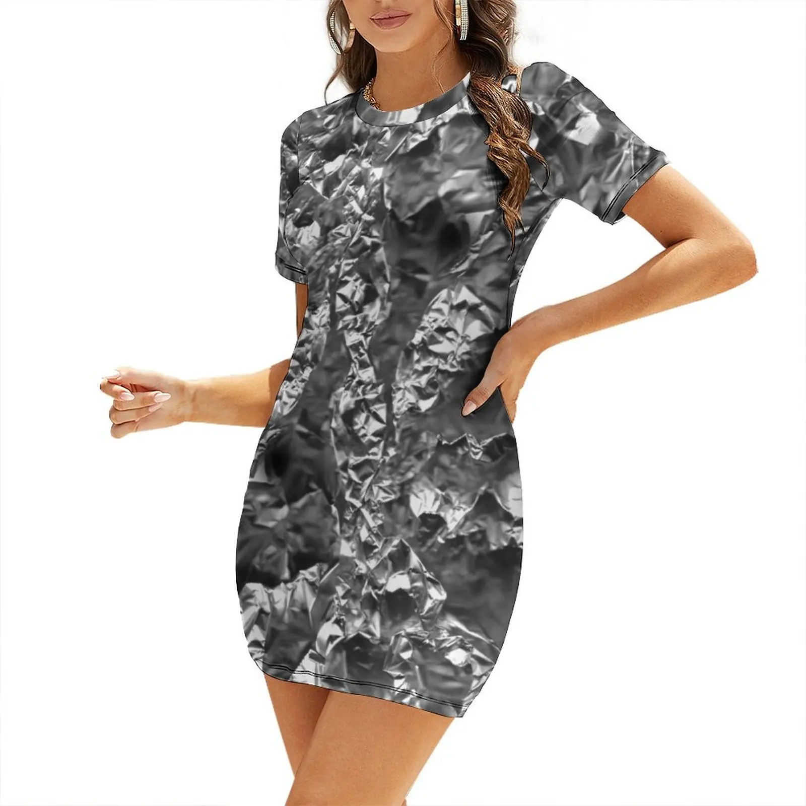 

Aluminium Crush Short-Sleeved Dress Bride dresses clothes Clothing Dress