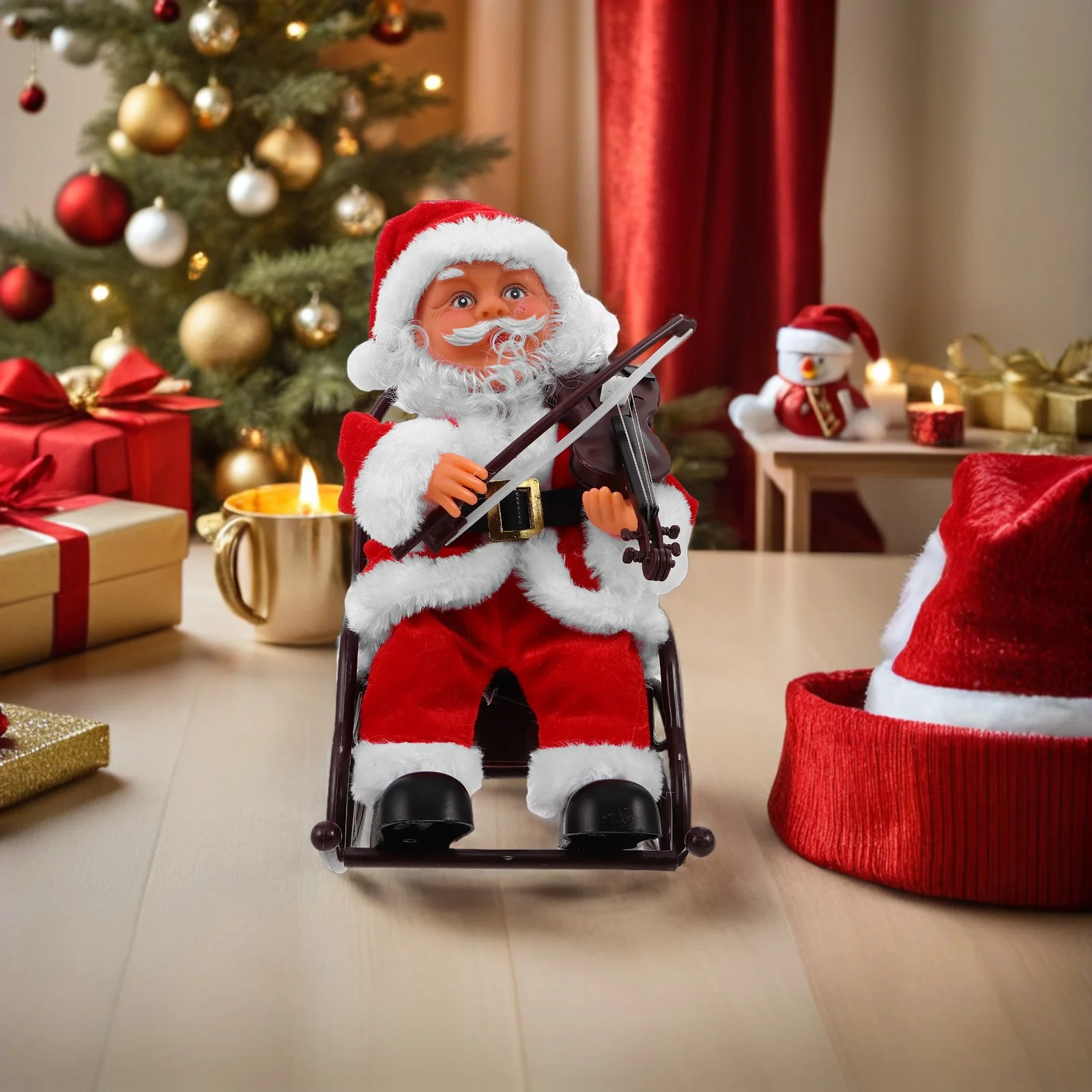 

Electric Santa Musical Rocking Wheelchair Christmas Festive Xmas Ornament For Kids Holiday Decorations - Animal Christmas