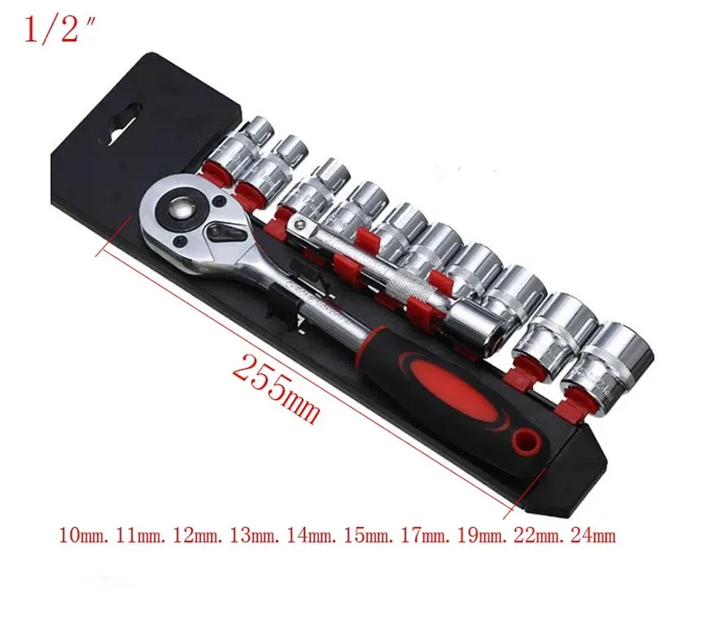 TINSOL 1/4'' 3/8'' 1/2'' Steckschlüssel-Set Verlängerungsstange Multifunktions-Ratschen-Schraubenschlüssel Auto-Motorrad-Reparatur-Handwerkzeug-Set – Detail 8