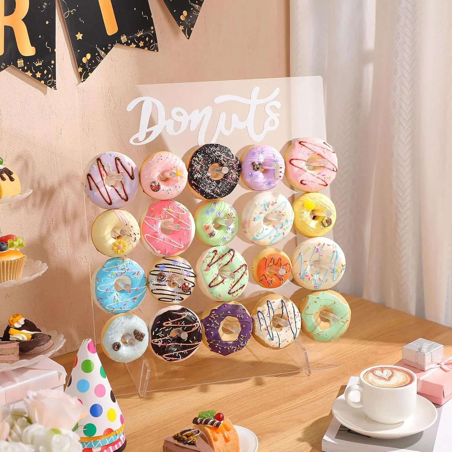 Doughnut Display Stand Acrylic Reusable Donut Holder Board TableDecor Birthday Party Decorations for Party Wedding Bridal Shower