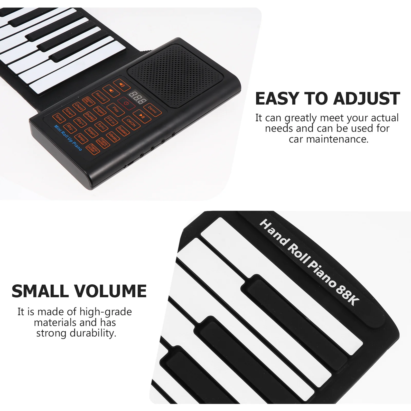 

88 Keys Portable Electronic Piano Roll Up Foldable Silicone Keyboard Usb Wireless 128 Tones Built-In Teaching Learning