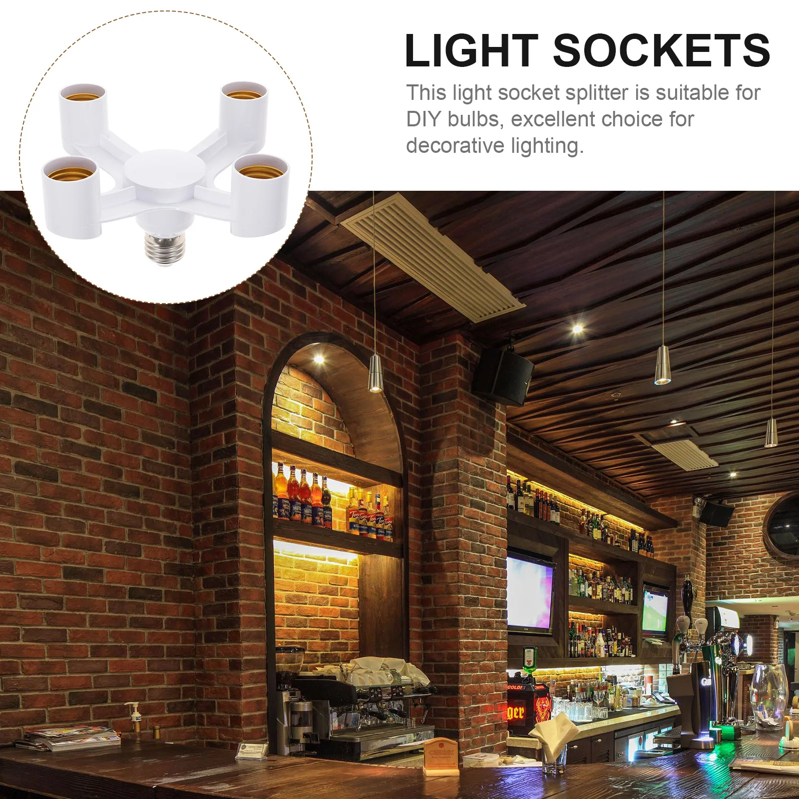 

Light Socket Splitter Adapter E27 E26 Lamp Holder Converter for LED Bulbs Decorative Lighting DIY Use ABS Insulated Copper
