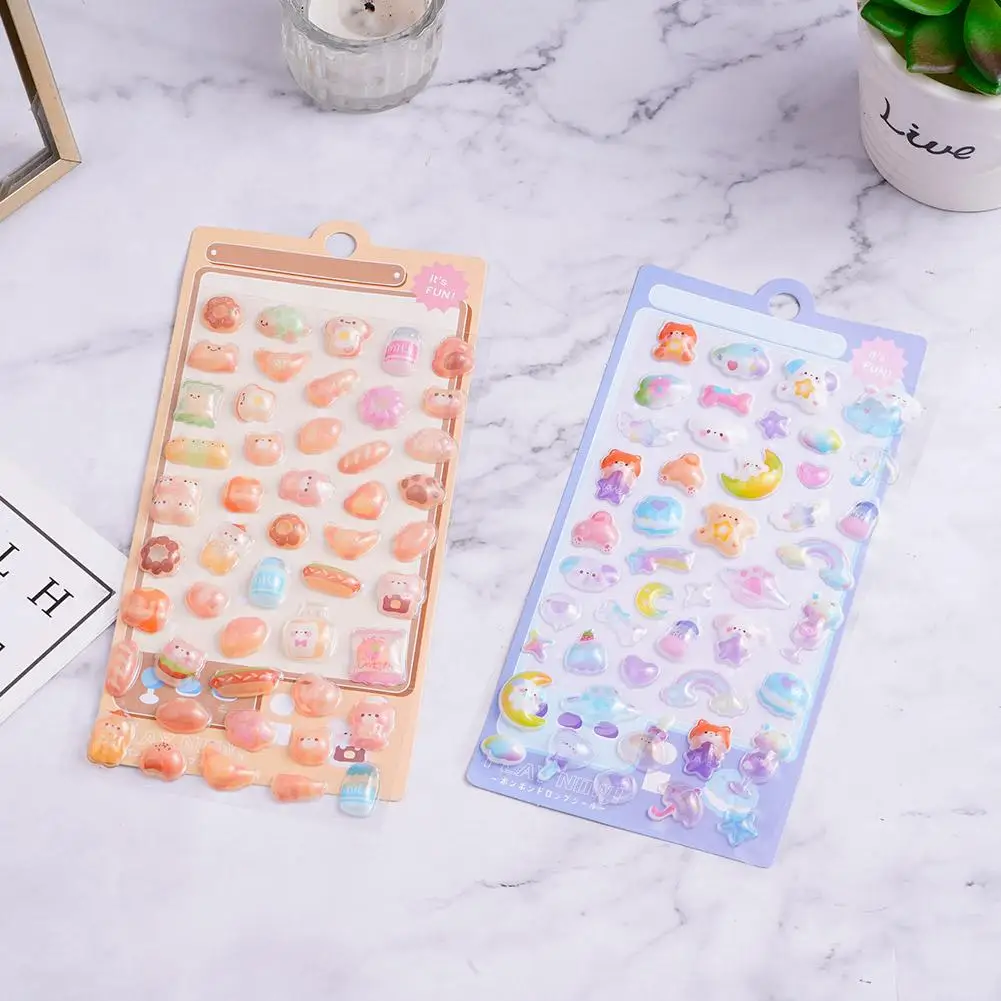 4pcs 3D Fun Stickers Cute Cartoon Characters Fun Sticker Children Girl DIY Handbook Scrapbook Sticker Phone Case Decoration