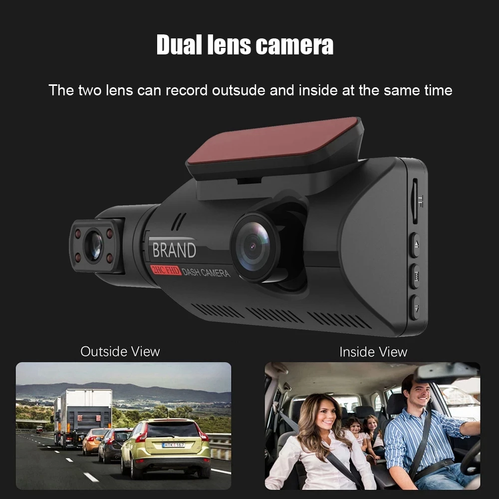 HD Car DVR Camera Dash Cam Dual Record Hidden Video Recorder Dash Camera 1080P Night Vision Parking Monitoring G-sensor DashCam