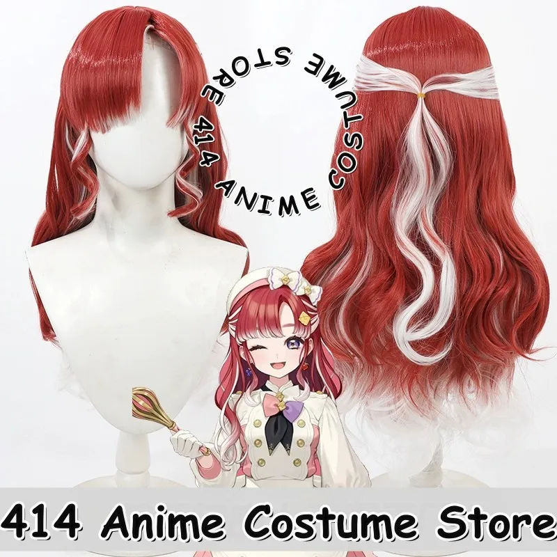

Game & Anime Berry Sakurano Cosplay Wig VTuber Red Streaks White Heat-Resistant Fiber Synthetic Hair