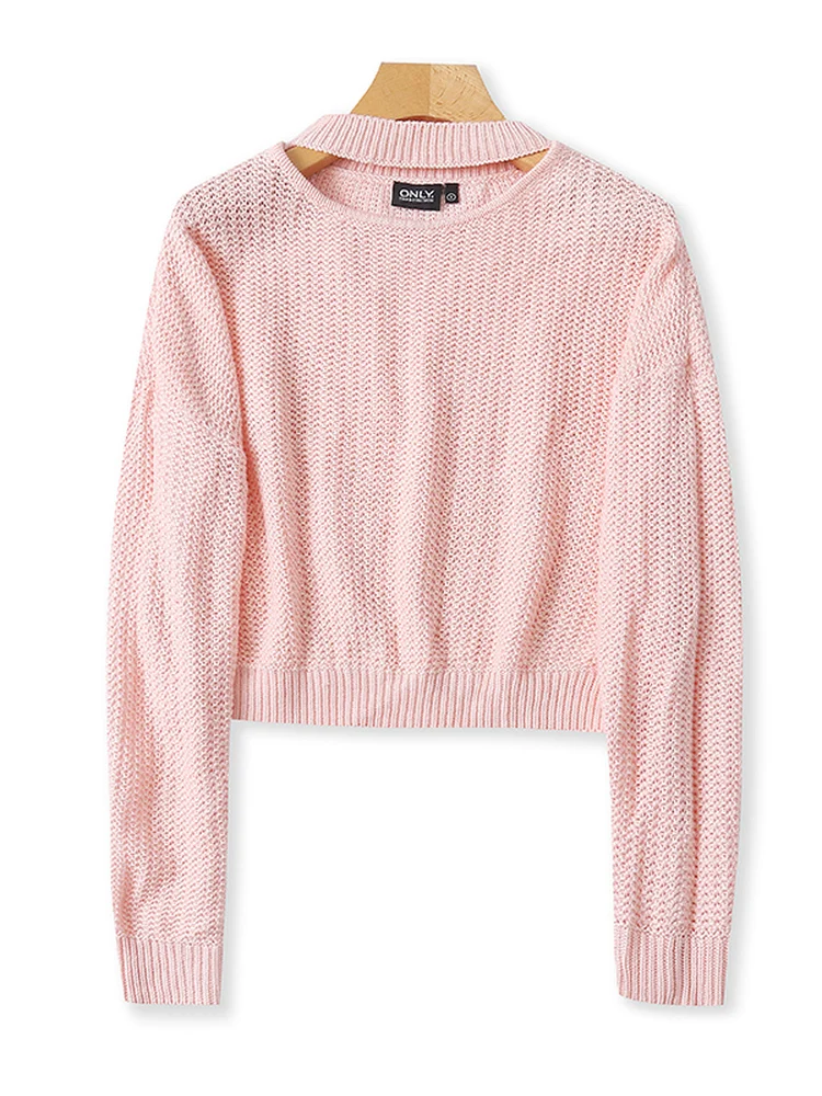 

Women's Faionable Crew Ne Hollow out Long Sve Knitted Sweater Spring Autumn Loose Fit Casual Sle ort Top