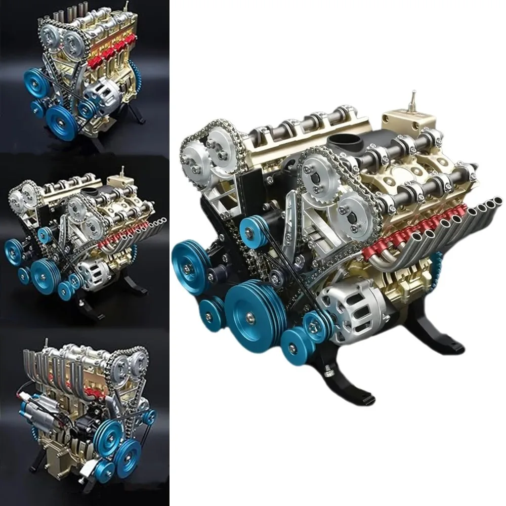 8-Cylinder Car Engine Model Kit Full Metal Resin Car Engine Assembly Kit Model Toys Simulation DIY Metal Engine Model Kits