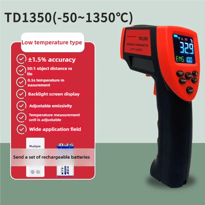 Lcd Industrial Electronic Thermometer Noncontact-50~1800 ° C Digital Laser Temperature Meter Gun Laser Point Infrared Thermometer