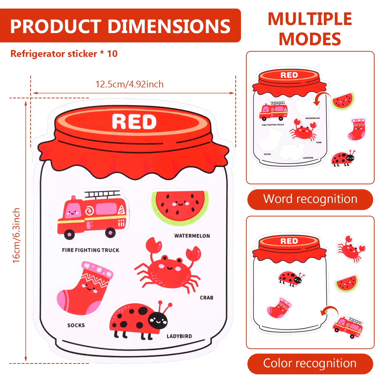 10Pcs Kid Magnetic Color Sorting Toy Cute Color Sorting Fridge Magnet Set for Early Education Whiteboard Basic Vocabulary