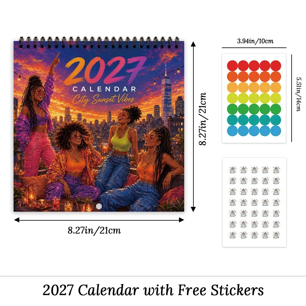 1pc 2027 Wall Calendar, Urban Girl Theme, 12-Month Monthly Planner, Perfect Gift For Back-to-School Season, Christmas, New Year