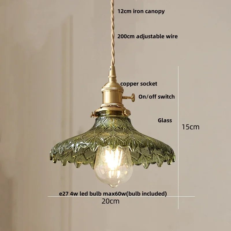 

IWHD Nordic Modern LED Pendant Lights Coffee Living Room Balcony Green Glass Copper Knob Switch Hanging Light Fixture Luminaira