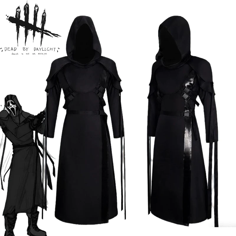 Spiel Dead By Daylight Scream Ghost Face Cosplay Kostüm Erwachsene Unisex Umhang Horror Metzger Uniform Halloween Kleidung Outfit