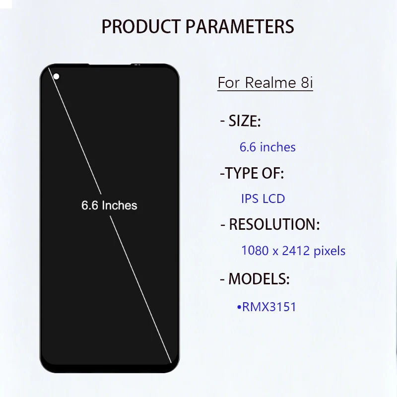 RMX3151 New Tested 8i LCD Touch Screen Digitizer Display Assembly For Oppo Realme 8i Replacement Repair Phone Screen Spare Parts