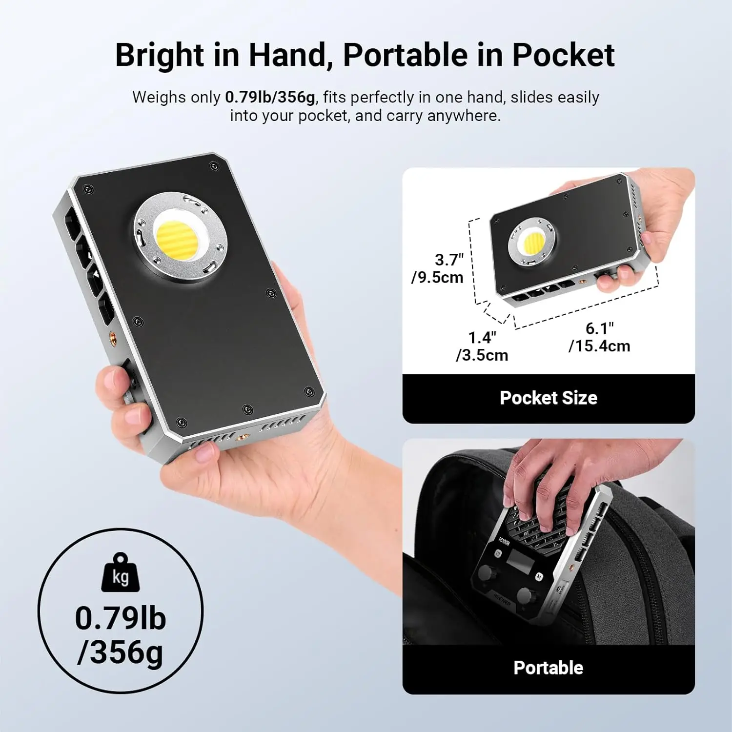 NEEWER 100W Ultra-kompaktes LED-Videolicht mit APP/Panel-Steuerung, Taschenformat, zweifarbige COB-Dauerlichtquelle für Studioaufnahmen – Detail 5