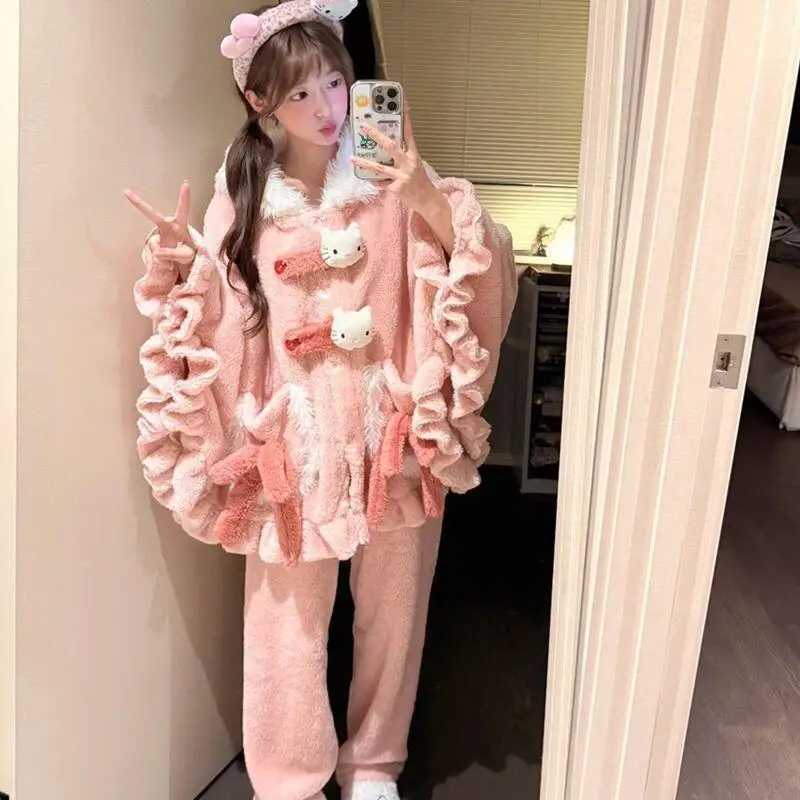 Sanrio-Conjunto de traje de Hello Kitty para mujer, conjuntos elegantes, trajes de Club para mujer, pantalones coordinados 2025, traje de pieza, nuevo sastrería a juego