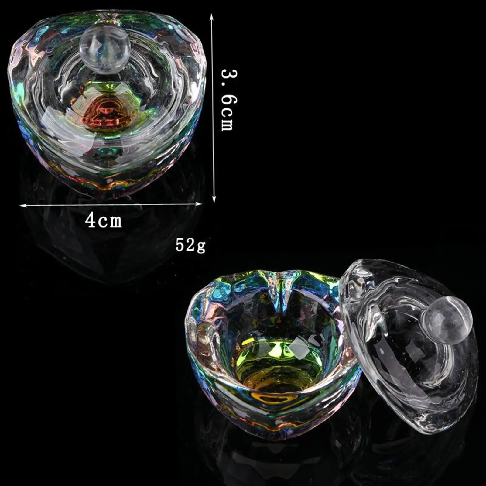 Nail Art Dish Glazen Kom met Deksel voor Acryl Vloeibaar Poeder DIY