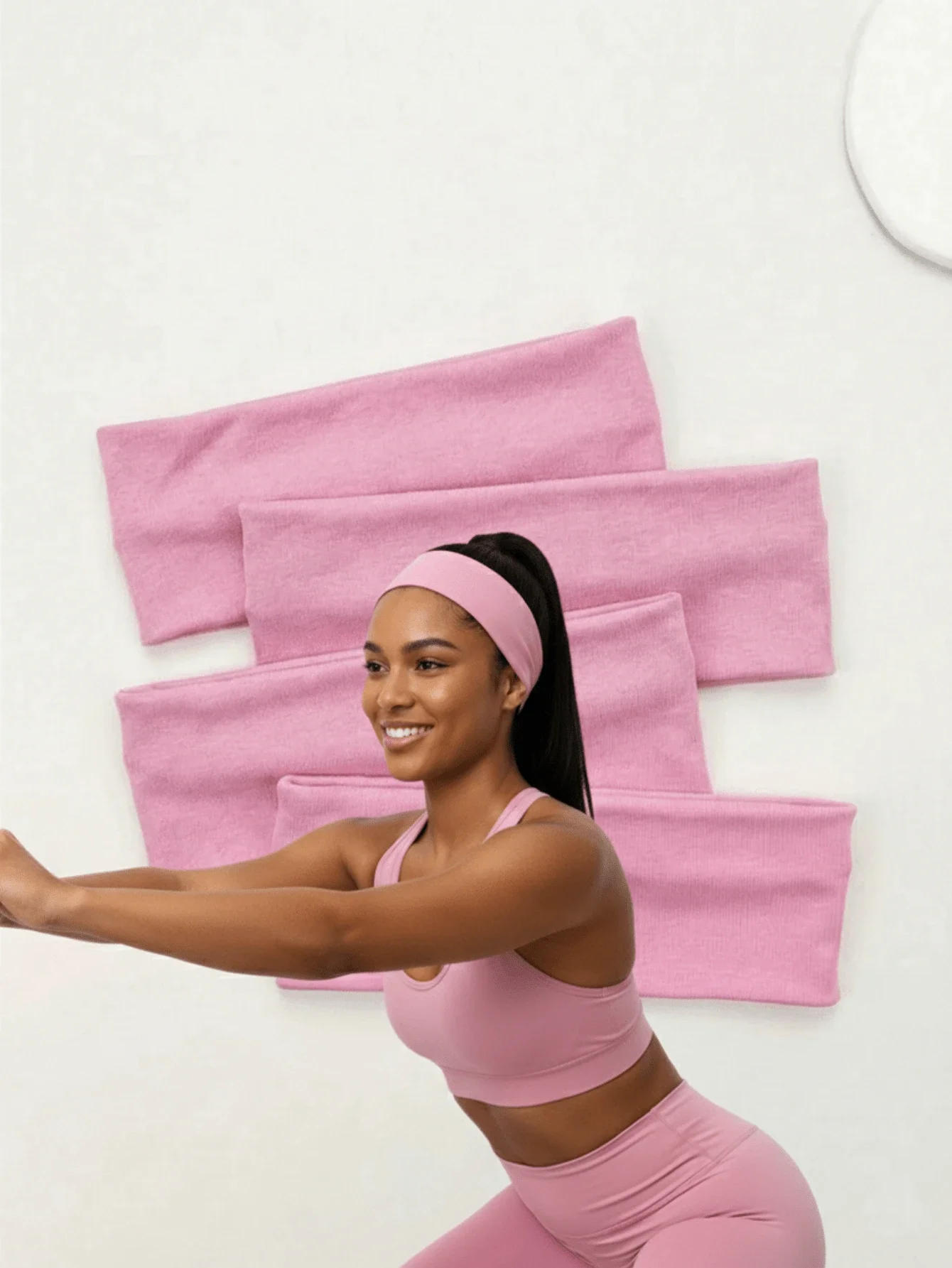 

Набор из 4 мягких розовых широких повязок на голову для женщин – эластичные повязки для волос, идеально подходящие для йоги, фитнеса, бега, спа-процедур и повседневной укладки.
