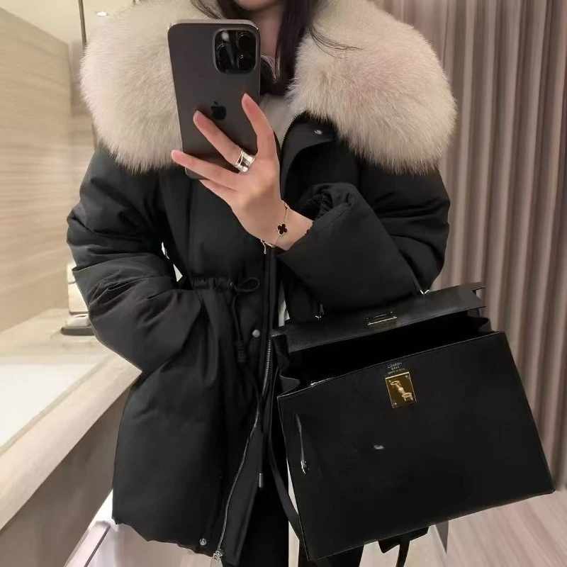 

Clothes Big Fur Collar Fashionable Thin Medium Long Foreign-style High-end Cold-proof Cotton-padded Jacketexquisite Women's Tide