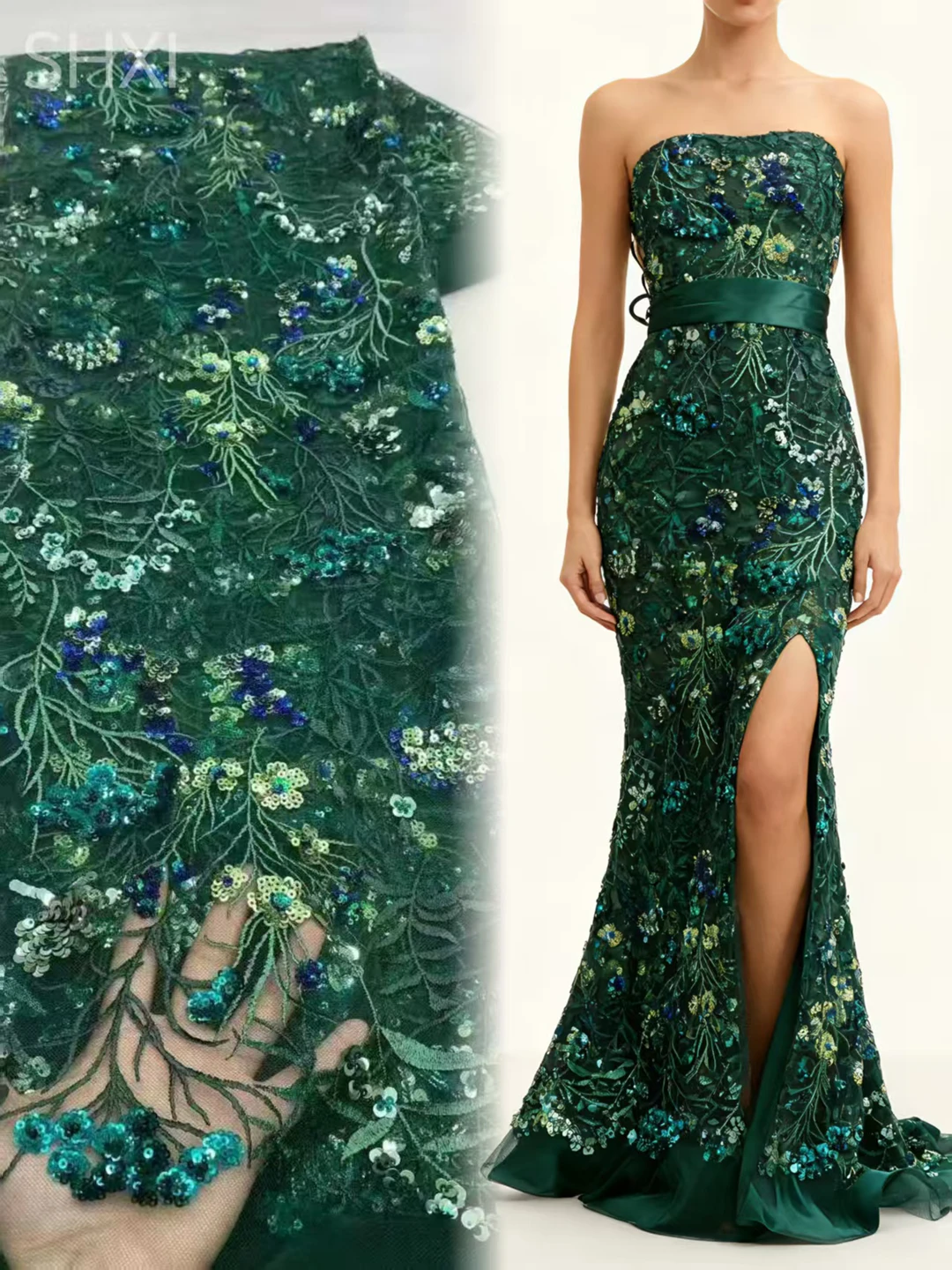 

Luxury Sequins Embroidered Fabric for Dresses, JIT Service Glitter Stretch Mesh for Evening Gown Prom Party Wear Fast Shipping