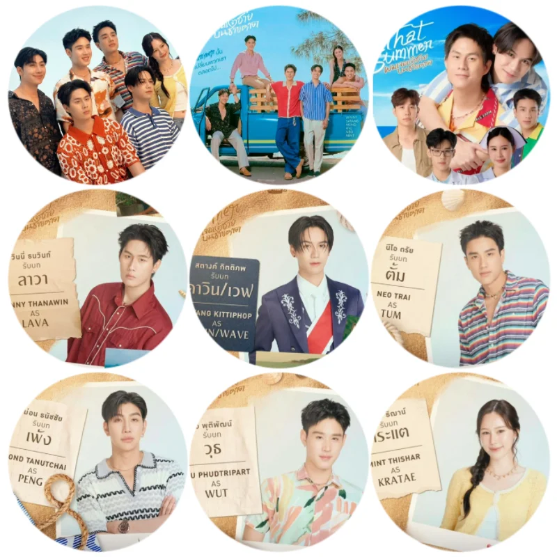 9 قطعة/مجموعة Winnysatang Winny Thanawin Satang Kittiphop التايلاندية التلفزيون أن الصيف الدراما Stills صور شارة بانج بروش حقيبة ديكور دبابيس