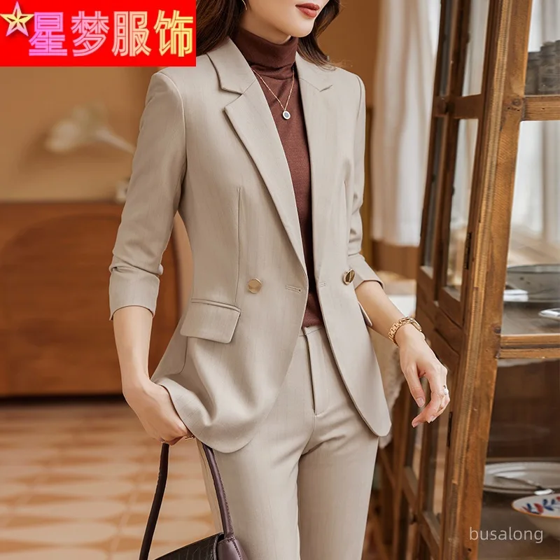 

Business Suit Women's Spring and Autumn Fashion Korean Beauty Salon Jewelry Shop Formal Wear Blue Suit Jacket Overalls