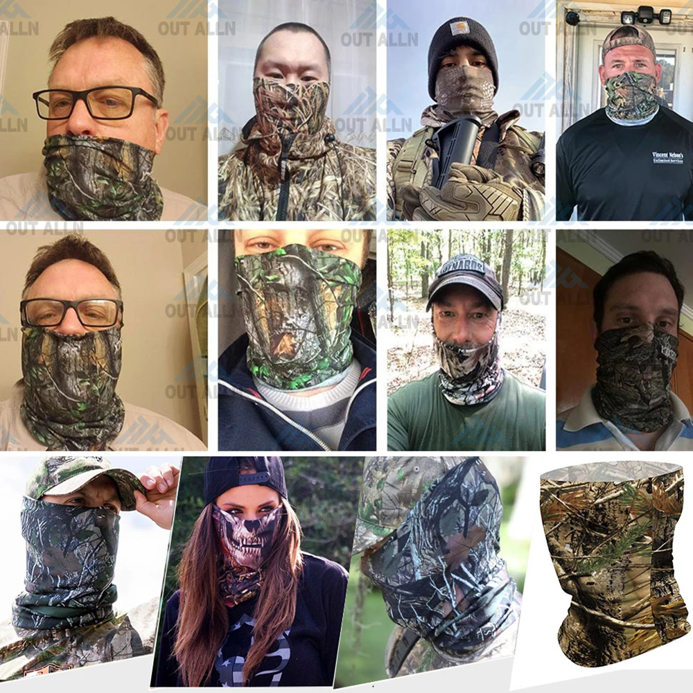 Camouflage Hiking Scarf Neck Gaiter Multicam Men\'s Bandana Mask Hunting Camping Face Shield Military Tube Scarf Half Mask Summer