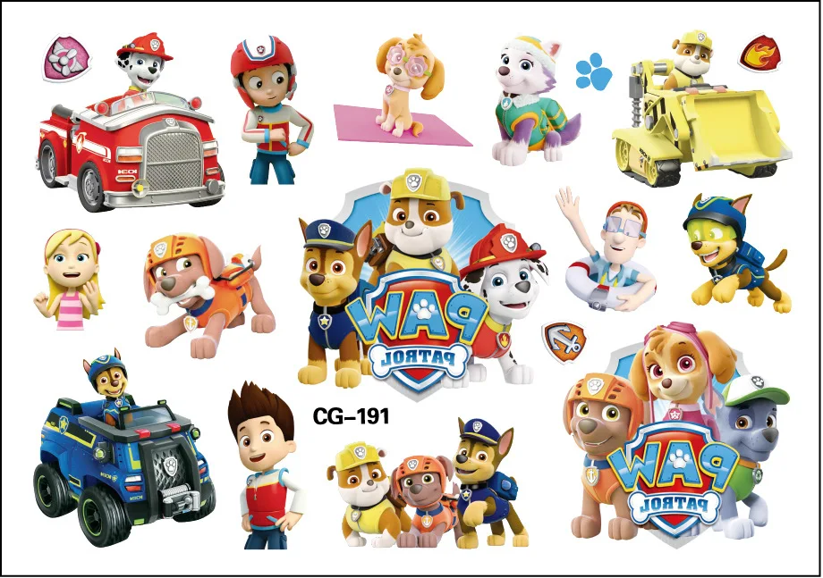 Cartoon Paw Patrol Kids Tattoo Stickers Cute Fashion Kindergarten Reward Early Education Stickers Birthday Gift Toy Sticker