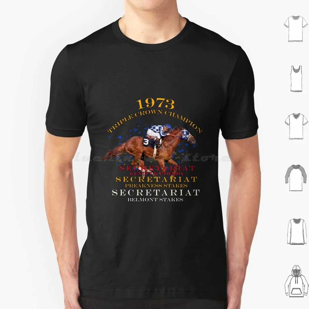 1973 Triple Crown Secretariat Horse Racing Design T Shirt 6xl Cotton Cool Tee 1973 Belmont Stakes Horse Horse Racing Derby