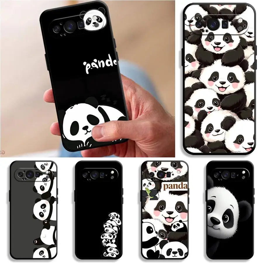Funda Phone Cover Case for Google Pixel 10A 6a 7a 6 7 8 Pro 8a 9a 10 9 Pro XL Black White Panda