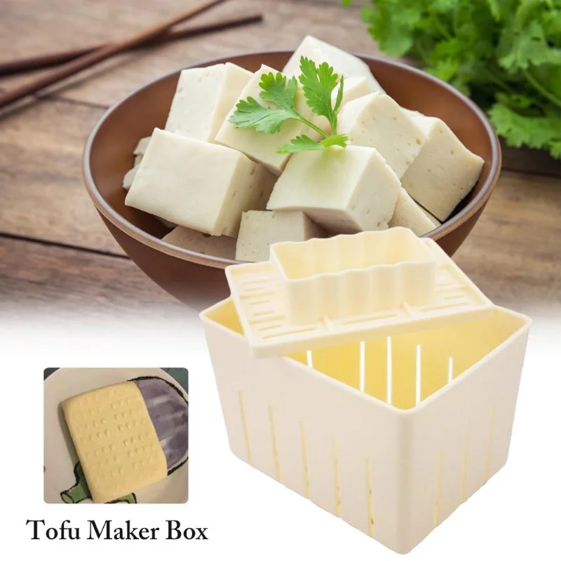 1pc DIY Plastic Homemade Tofu Maker Press Mold Kit Tofu Making Machine Set Soy Pressing Mould with Cheese Cloth Cuisine