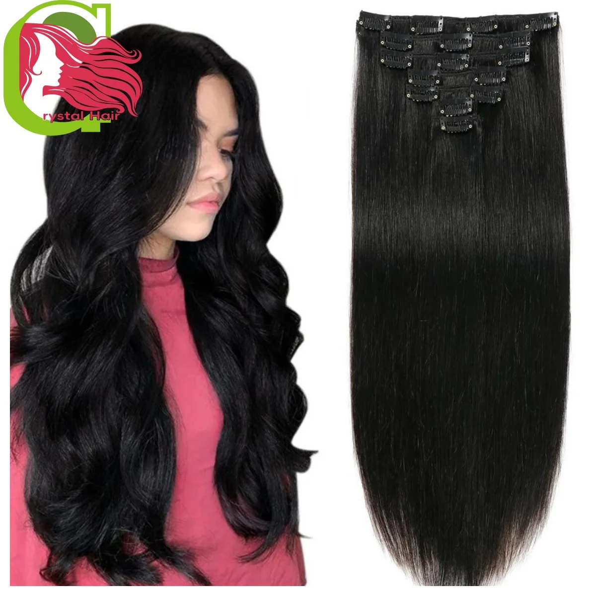 

Бесшовные зажимы для наращивания натуральных человеческих волос, 100 г, зажим Ombre Blond Color, машина для утка кожи, Remy для женщин