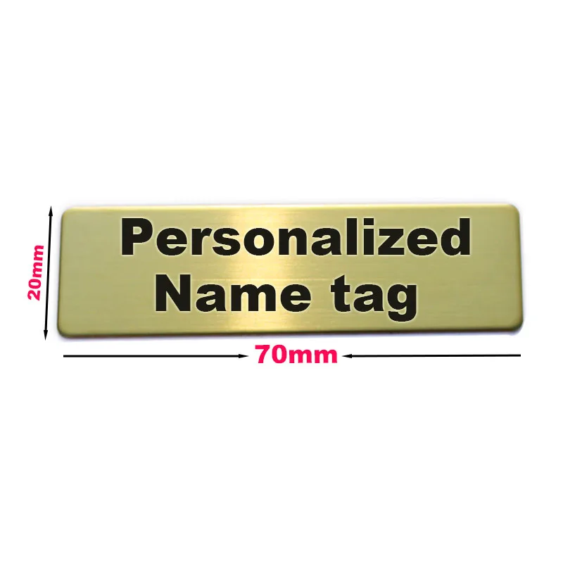 70X20mm Stainless Steel Personalized Name Badge Holder Custom Metal Tag Laser Engraved Staff Student Nurse ID Texts LOGO