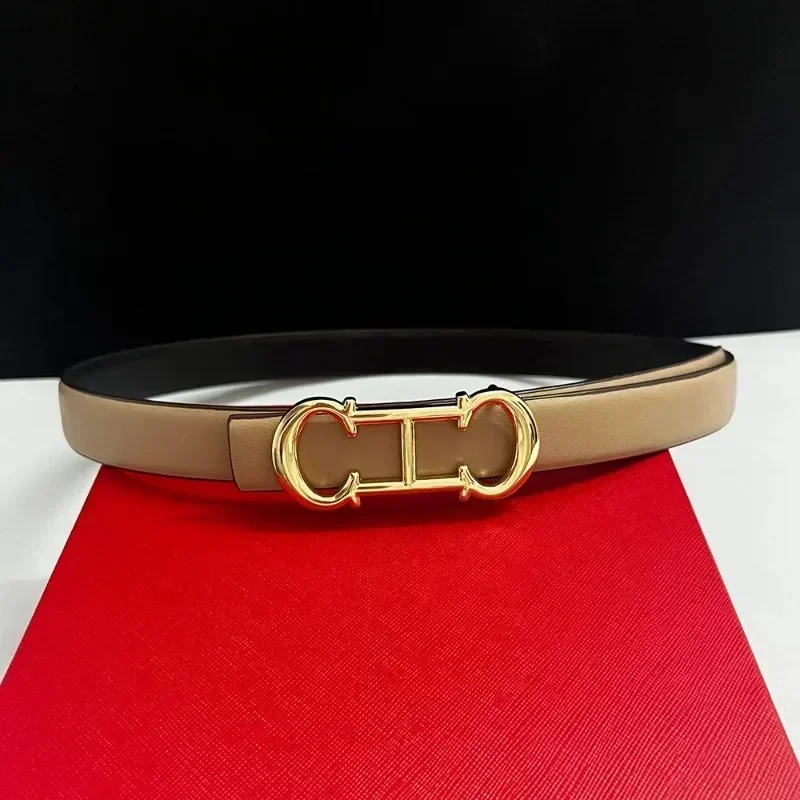 2025 New Women's Simple CH Style Cowboy Belt, Korean Ins Fashion, Decorative Alloy Waistband, Perfect for Jeans & Dress Matching