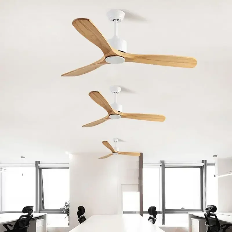 Vintage Wooden Ceiling Fan Without Lights 42 inch Wood Fans Loft Remote Control Decorative Home Fan Reverse DC 110-240V