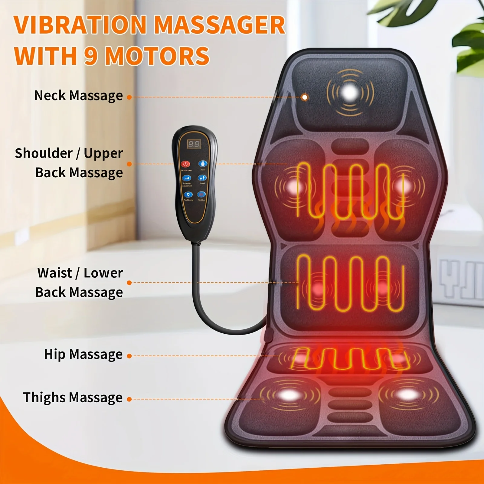 Ekmoey  Massage Seat Cushion For Couch, Chair, Massager Mat With Heat, Lumbar Traction & Relax, 9 Vibration Motors & Triple Back Heating Pad, Full Body Massager For Back Waist Hip Leg, Massager Gift For Mom/Dad/Women/Men, Christmas Gift