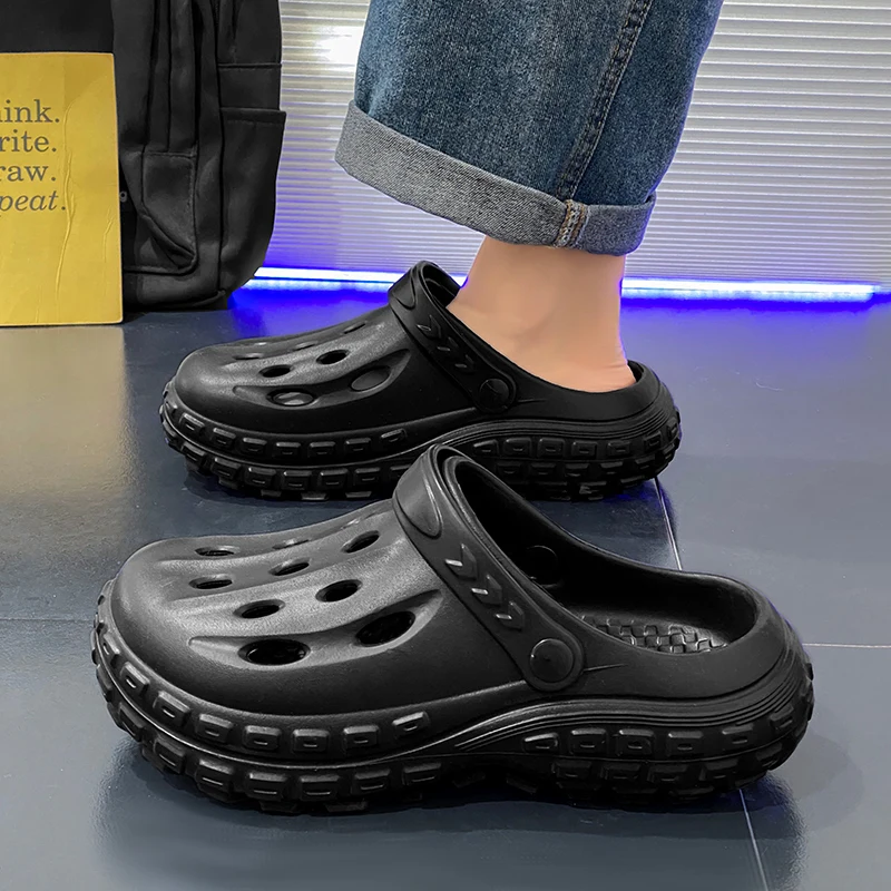 

Мужская летняя садовая обувь, нескользящие дышащие сандалии, модные тапочки из ЭВА, унисекс, мягкие оригинальные шлепанцы, женские однотонные шлепанцы высокого качества