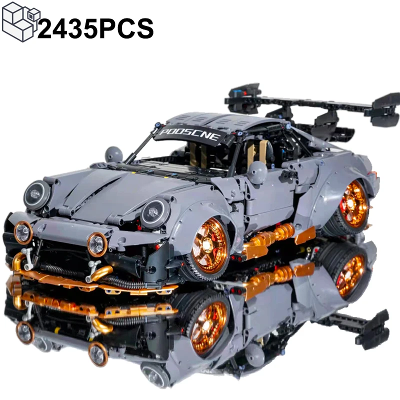 

2435PCS Technical 964 RWB Hella Flush Speed Sports Car Building Blocks Gray Racing Vehicle Bricks Toys Gifts For Kids Boys Adult