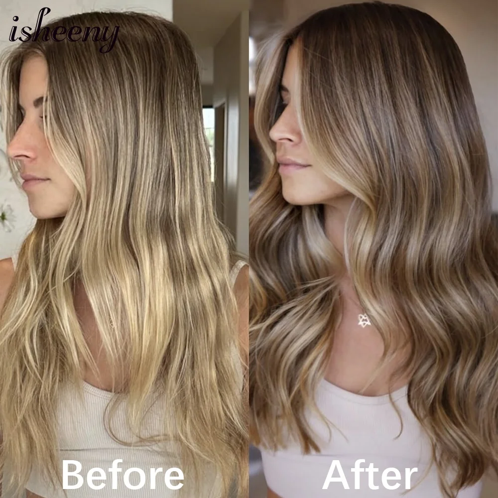 Clip In 100 % Human Hair Extensions Natural Straight 12-24 inches Clip Hair Extension Human Hairpiece 100-120g 7pcs/set isheeny