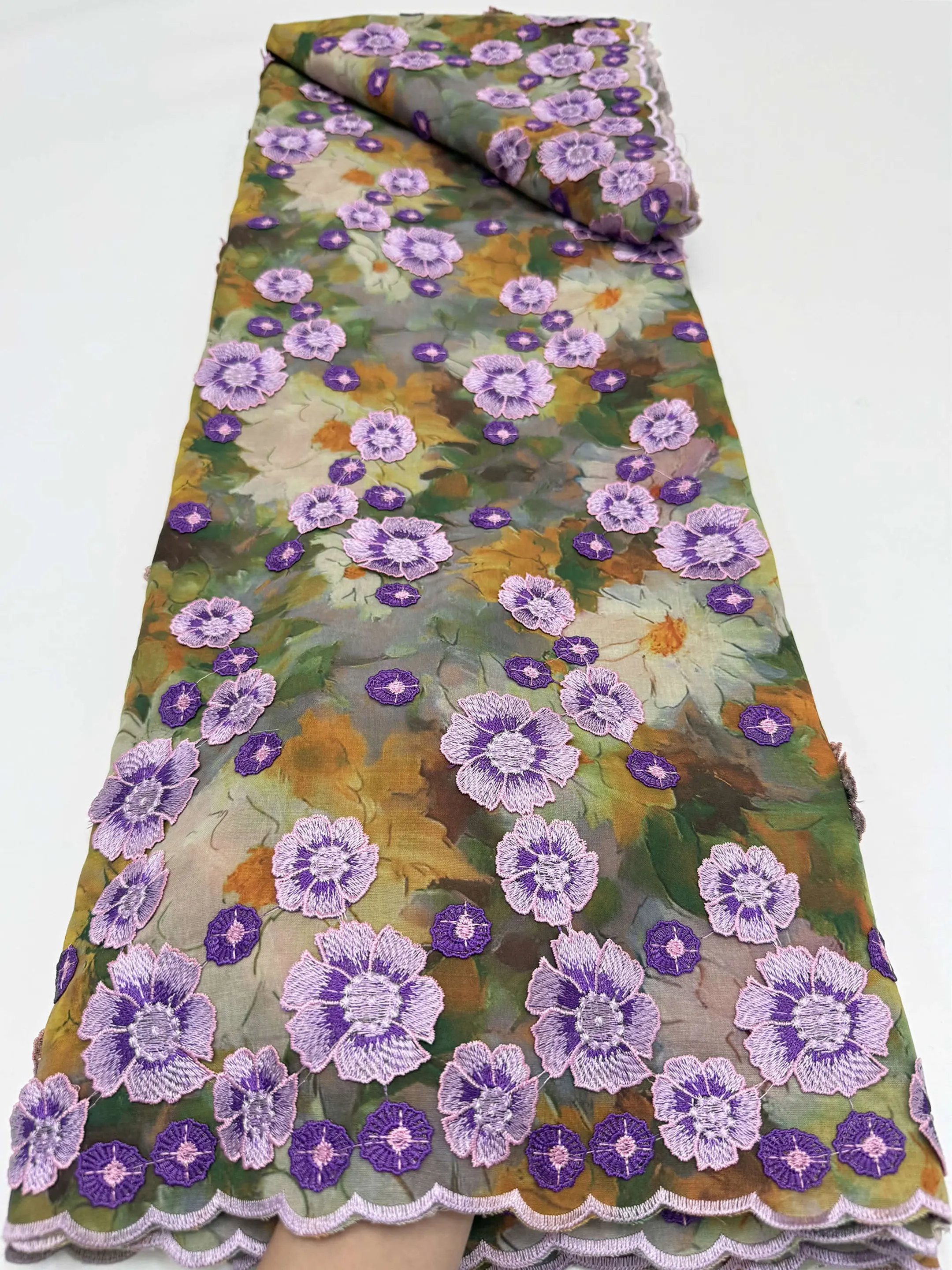 Swiss Voile Lace Fabric 3D Flower Applique with Stones Super Quality for Women's Wedding Dress African Style 2026 Material