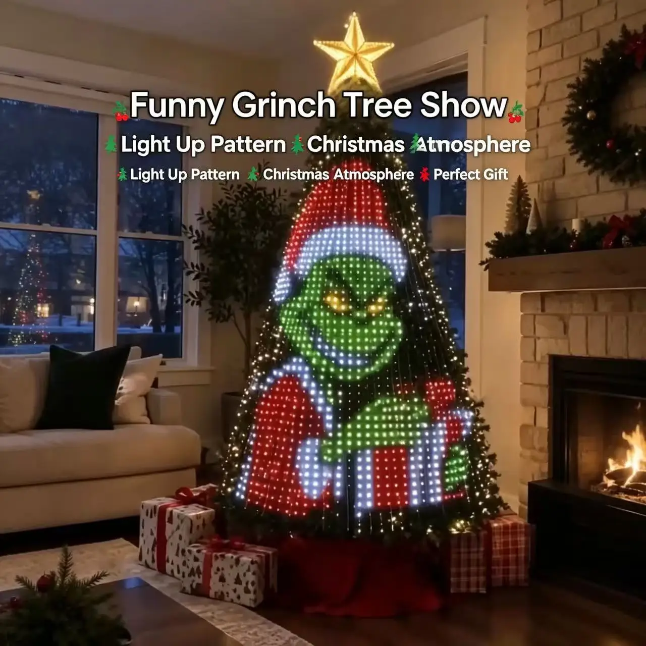 App Controlled RGB Pixel Christmas Tree Lights, Programmable Dynamic Pattern LED String Light, DIY Display Xmas Holiday Home Dec
