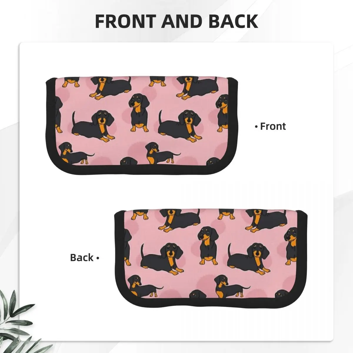 Pink Blue Tan Smooth Dachshund Pattern Sticker Pack Pencil Cases Gifts Pen Box Pencil Bag Big Capacity Pencil Pouch Pen Holder