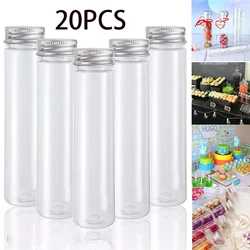 20PCS 50ML/100ML Clear Flat Plastic Test Tubes with Screw Caps Candy Food Empty Bottle for Wedding Party Decor Home Storage